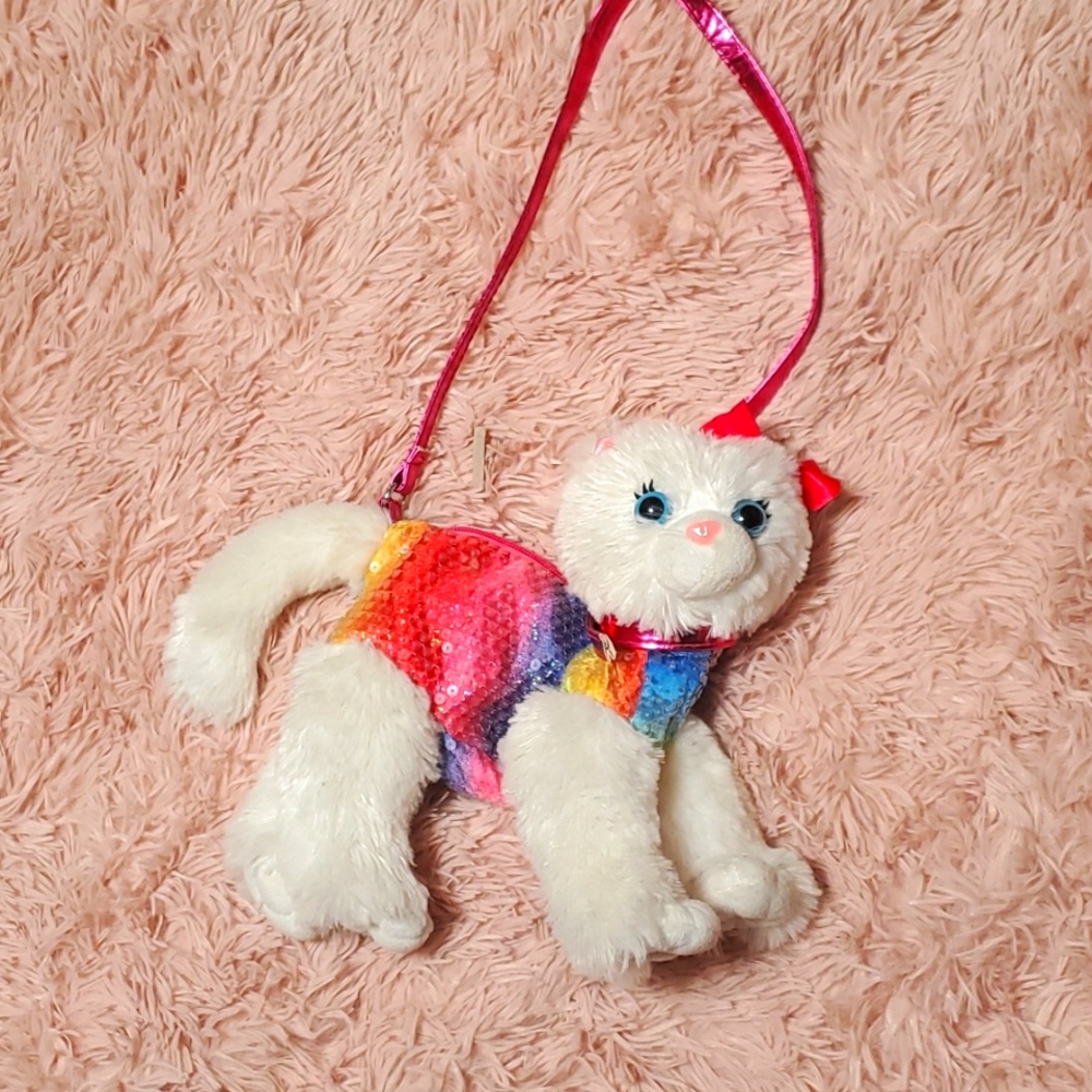 Poochie & Co. sequined Rainbow Cat purse for girls